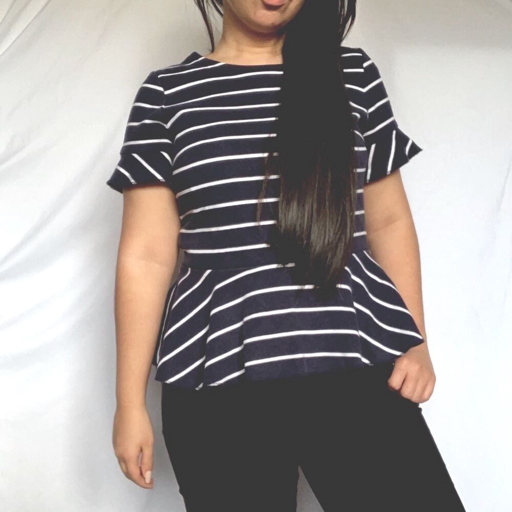 J. Crew Navy Blue Peplum Top